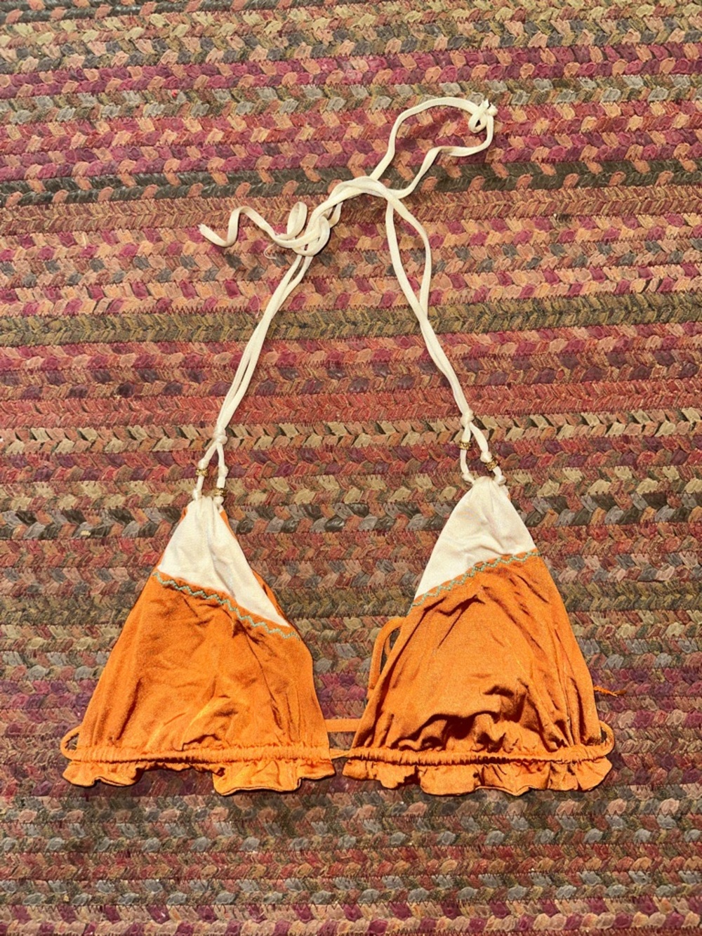 BANANA MOON ORANGE RUFFLE TRIANGLE BIKINI TOP